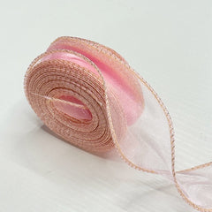 CHIFFON / ORGANZA RIBBON WITH GOLD EDGES 4 CM