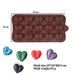 MINI GEO HEARTS/ORIGAMI LOVE HEARTS CHOCOLATE MOULD 15 PCS