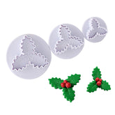 3 PIECE HOLY/ CHRISTMAS PLANT PLUNGER CUTTER SET 3 PCS