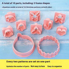 CHRISTMAS THEMED COOKIE CUTTER WITH EMBOSSER SET 10 PCS