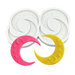 CRESCENT MOON WITH HANGING STARS MOULD 4 PCS