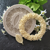 MINI ROSES WREATH/GARLAND WITH LEAVES MOULD