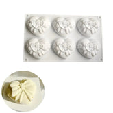 MINI LOVE HEARTS WITH BOW CHOCOLATE MOUSSE MOULD 6 PCS