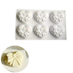 MINI LOVE HEARTS WITH BOW CHOCOLATE MOUSSE MOULD 6 PCS