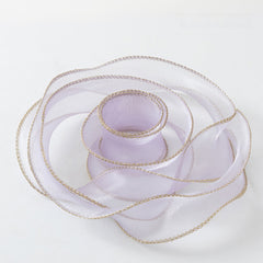 CHIFFON / ORGANZA RIBBON WITH GOLD EDGES 4 CM