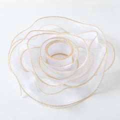 CHIFFON / ORGANZA RIBBON WITH GOLD EDGES 4 CM