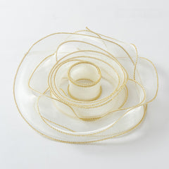 CHIFFON / ORGANZA RIBBON WITH GOLD EDGES 4 CM