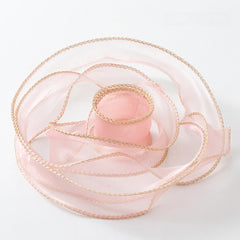 CHIFFON / ORGANZA RIBBON WITH GOLD EDGES 4 CM