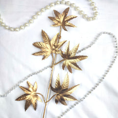ARTIFICIAL GOLD CHESTNUT LEAF TOPPER 5PCS
