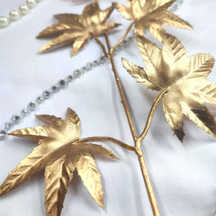ARTIFICIAL GOLD CHESTNUT LEAF TOPPER 5PCS