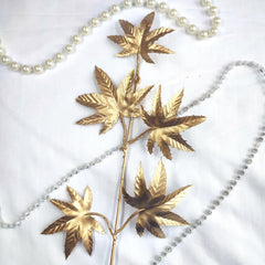 ARTIFICIAL GOLD CHESTNUT LEAF TOPPER 5PCS