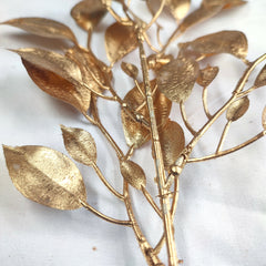 ARTIFICIAL GOLD WILLOW LEAF TOPPER 3PCS