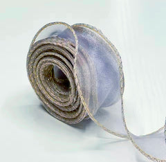 CHIFFON / ORGANZA RIBBON WITH GOLD EDGES 4 CM