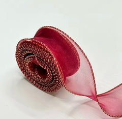 CHIFFON / ORGANZA RIBBON WITH GOLD EDGES 4 CM