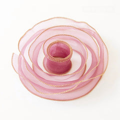 CHIFFON / ORGANZA RIBBON WITH GOLD EDGES 4 CM
