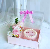 BENTO CAKE AND FLOWERS BOX WITH CLEAR COVER