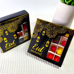 EID MUBARAK 16 HOLES CHOCOLATE BOX WITH WINDOW (SQUARE)