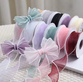 CHIFFON / ORGANZA RIBBON WITH PEARLY EDGES
