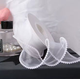 CHIFFON / ORGANZA RIBBON WITH PEARLY EDGES 4 CM