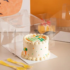 CLEAR BENTO BOX WITH HANDLE AND CAKE BOARD