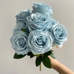 LARGE ARTIFICIAL ROSE FLOWER 9.5 CM HEAD 9PCS SET