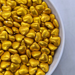 GOLD SUGAR PEARLS LOVE HEARTS 15 GMS
