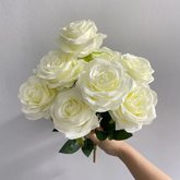 LARGE ARTIFICIAL ROSE FLOWER 9.5 CM HEAD 9PCS SET
