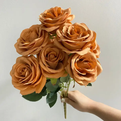 LARGE ARTIFICIAL ROSE FLOWER 9.5 CM HEAD 9PCS SET