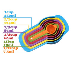 RAINBOW COLORED MEASURING CUPS - 5PCS SET
