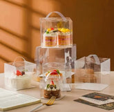 CLEAR BENTO BOX WITH HANDLE AND CAKE BOARD