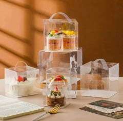 CLEAR BENTO BOX WITH HANDLE AND CAKE BOARD