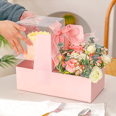 CAKE AND FLOWERS BOX WITH CLEAR BENTO BOX INSERT