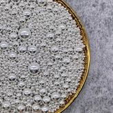 MIXED SIZES SILVER SUGAR PEARLS 125 GMS