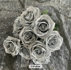 ARTIFICIAL ROSE FLOWER 9 CM HEAD 10PCS SET