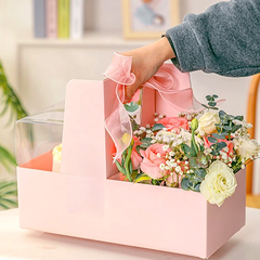 CAKE AND FLOWERS BOX WITH CLEAR BENTO BOX INSERT
