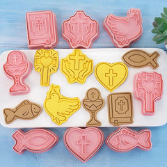 HOLY COMMUNION/CHRISTIAN THEMED COOKIE CUTTERS WITH EMBOSSERS