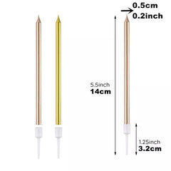 STRAIGHT METALLIC BIRTHDAY CANDLES 6PCS