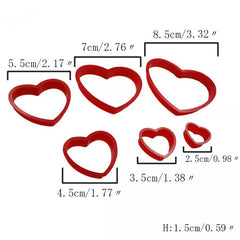 LARGE LOVE HEARTS COOKIE CUTTERS SET 6 PCS