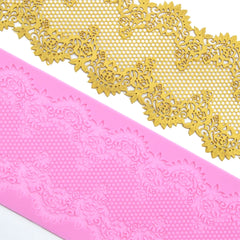 FLOWERS WITH MESH CAKE LACE MAT (SCALLOPED)