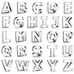 LARGE METALLIC ALPHABET COOKIE CUTTER SET 28PCS