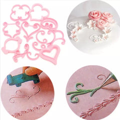 FONDANT/CREAM EMBOSSERS DOODLE FLOWER IMPRINTS SET 12 Pc {PINK}