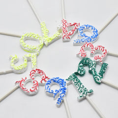 EMBELLISHED NUMBERS MOULD 0-9 WITH LOLLIPOP HOLE