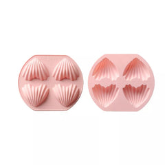 RIDGE SHELL HEART CHOCOLATE MOULD 4 CAVITY