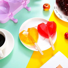 MINI GEOMETRIC/ORIGAMI HEARTS CAKESICLES/ICE POP/LOLLIPOP MOULD 2 PCS