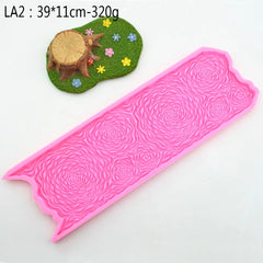 LARGE ROSETTE RUFFLE BAS RELIEF PANEL MOULD (LONG)