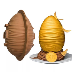 THIN RIDGES 3D LARGE EGG CHOCOLATE MOULD 2PC SET