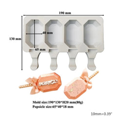 OCTAGON CAKESICLES/ICE POP/LOLLIPOP MOULD 4 PCS