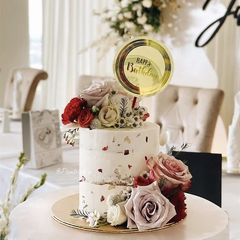 ROUND LASER ENGRAVED HAPPY BIRTHDAY CAKE TOPPER