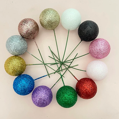 GLITTER FAUX STYROFOAM BALLS CAKE TOPPERS