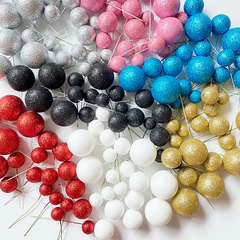 GLITTER FAUX STYROFOAM BALLS CAKE TOPPERS
